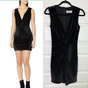 New Dress the Population X Cosmopolitan Alana Plunge Mini Dress in Black Velvet